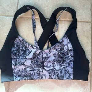 Lululemon Athletica Black and White Floral Sports Bra